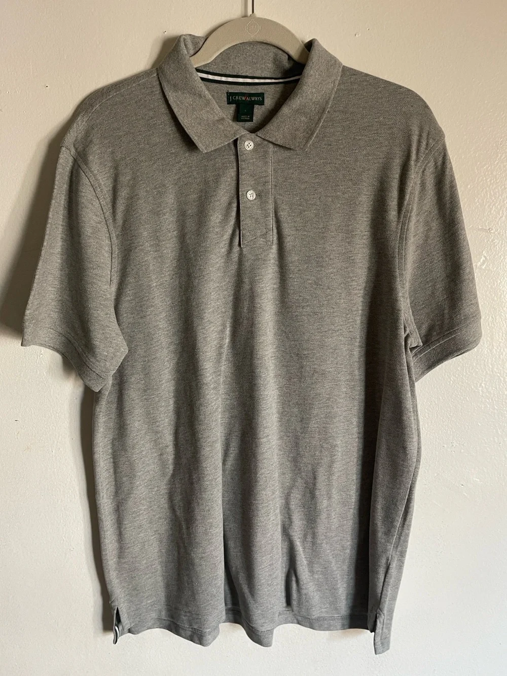 NWT J.Crew Always Men’s Gray Cotton Polo Shirt Sz Large Classic Preppy Academia